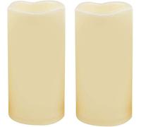 2 PCS 3" x6" Waterproof Outdoor Battery Operated Flameless LED Pillar Candles with Timer Flickering Plastic Resin Electric Decorative Light for Lantern Patio Garden Home Decor Party Wedding Decoration