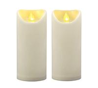 2 PCS 3"x7" Waterproof Outdoor Battery Operated Flameless LED Pillar Candles with Timer Flickering Plastic Resin Electric Decorative Light for Patio Lantern Decor, Halloween Christmas Party Decoration