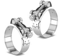 2 Pcs 304 Stainless Steel Articulated Bolt Hose Clamps, Adjustable 32-35mm Clamping Range, Heavy Duty Hose Clips for Secure Gas Pipe, Water Pipe, Fuel Line Connections