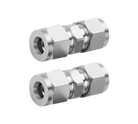 2 Pcs 304 Stainless Steel Compression Tube Union Connector, 8mm OD x 8mm OD, Heavy Duty Quick Connect Fitting for Fuel, Air, Liquid, Oil, Gas, Vacuum Lines