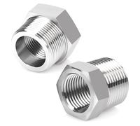 2 PCS 304 Stainless Steel Reducer Hex Bushing, 3/4" BSP Male to 1/2" BSP Female Pipe Reducing Forging Pipe Reducing Adapter Fitting for Water Gas Hydraulic Pipes Connecting