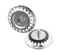 2 Pcs 304 Stainless Steel Sink Strainer Plug, Easy to Clean, Non-Stick, Waterproof Universal 78mm Diameter Kitchen Drain Stopper Replacement for Sinks