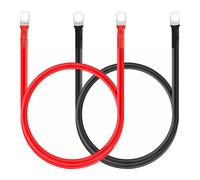 2 Pcs 30cm Battery Inverter Cables, 16mm² 5AWG 12V Battery Cable, Heavy Duty Rubber Cable with Ring Terminals, Copper Flexible Wire for Solar, RV, Marine, Motorcycle, Automotive Applications (M8)