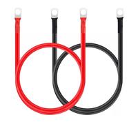 2 Pcs 30cm Battery Inverter Cables, 16mm² 5AWG 12V Battery Cable, Heavy Duty Rubber Cable with Ring Terminals, Copper Flexible Wire for Solar, RV, Marine, Motorcycle, Automotive Applications (M10)