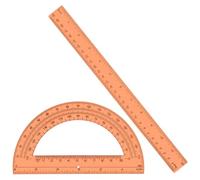 2 PCS 30cm Mini Measuring Orange Rulers Math Geometry Set Ruler and Protractor Set Plastic Ruler for Classroom School and Office Supplies