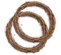 2 Pcs 30cm Natural Grapevine Wreaths, Hand-Woven Vine Branch Wreath, for DIY Christmas Craft, Front Door Wall Hanging, Wedding and Party Decors