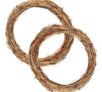 2 Pcs 30cm Natural Grapevine Wreaths Vine Branch Wreath Rattan Wreath for DIY Christmas Craft, Front Door Wall Hanging, Wedding and Party Decors