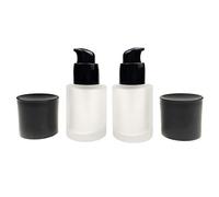 2 Pcs 30ML 1OZ Upscale Empty Refillable Frosted Glass Pump Bottle Liquid Foundation Container Dispenser Storage Vial Lotion Essence Emulsion Sample Case for Travel