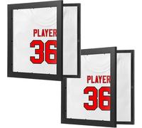 2 PCS 33 x 33cm T Shirt Display Frame, Usable Space Shadow Box, Black Wood T-Shirt Frame with Uv Protection Acrylic for Football Soccer Baseball Basketball Jerseys