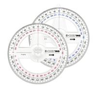 2 Pcs 360 Degree Angle Measure, 360° Protractors with Swing Arm, Transparent Plastic Circle Protractor Drawing Angle Rulers Geometry Tools for School, Classroom, Office, Students (Random Colors)
