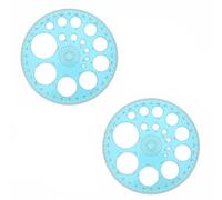2 PCS 360 Degree Protractor, Transparent Blue Plastic Circle Template with 16 Stencil Holes, Clear Scale Measuring Tool for School Maths, Geometry Class, Engineering & Office Drafting