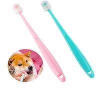 2 Pcs 360-Degree Small Dog and Cat Toothbrush, Bristle Diameter 0.51", Soft Silicone Deep Pet Teeth Cleaning Kit ( Colors May Vary )