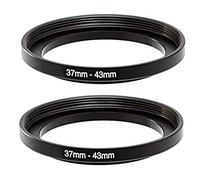 (2 Pcs) 37-43MM Step-Up Ring Adapter, 37mm to 43mm Step Up Filter Ring, 37mm Male 43mm Female Stepping Up Ring for DSLR Camera Lens and ND UV CPL Infrared Filters