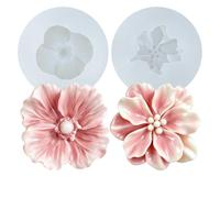 2 Pcs 3D Blossom Flower Silicone Moulds, Reusable Silicone Casting Mould for Soy Wax Candles, Hand-Made Resin Brooches, Home Decor Ornaments
