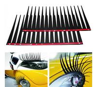 2 Pcs 3D Car Eyelashes Stickers Black Cars Headlight Sticker Funny Car-Styling Accessories Decals Big Long Eyelash Design Easy Peel & Stick Decoration for Women's Cars Decorative