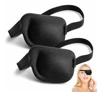 2 Pcs 3D Contoured Sleep Eye Mask - Adjustable Blackout Eye Patch for Right or Left Eye, Soft Breathable Night Blindfold for Travel, Shift Work, Daily Relaxation - One Eye Cover for Light Sensitivity