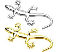 2 Pcs 3D Emblem Badge Decal Logo for Jaguar XJ (X351) 2010-2019, 3D Gecko Lizard Auto Badge Metal Car Emblem Decal Badge Chrome Metal Badge Sticker,Silver