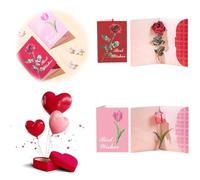 2 Pcs 3D Flower Greeting Card Set,Rose Popup Greeting Card Perfect for Birthday, Anniversary, Valentine's Day, Mother's Day & More
