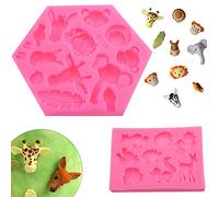 2 Pcs 3D Forest Animals Silicone Fondant Cake Moulds DIY Soap Jelly Ice Cake Chocolate Sweet Moulds Silicone Baking Molds Decorating Tools