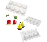 2 Pcs 3D Fruit Pear Cherry Lemon Silicone Cake Molds, Baking Mousse Cake Decorative Mould, Dessert Muffin Chocolate Jelly Mould, DIY Silicone Bakeware Pan,Cake Pop Mold Baking Tray