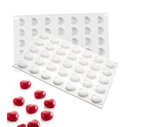 2 Pcs 3D Heart Molds 70-Cavity Valentine's Day Mini Heart Shape Silicone Molds for Baking, Wedding, Party, Cake Decorate, Candy, Chocolate, Snacks, Ice, Resin Clay Craft Making
