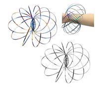 2 Pcs 3D Magic Flow Ring, 3D Spring Metal Ring, Magic Flow Ring, Metal Fluid Bracelet, Stress Relief Toys for Birthday Gifts for Boys Girls