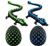 2 PCS 3D Printed Dragon Eggs Set, Dragon Egg, Glow in Dark Blue and Green Dragon Egg Collection, 3D Printed Animals Display for Home Decor, Fantasy Collectible with Night Glow Feature