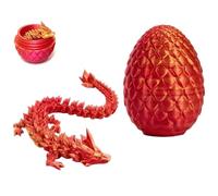 2 pcs 3D Printed Dragon in Egg,8.5CM Mini Dragon Egg,Flexible Joints Home Decor Executive Desk Toys,Home Office Decor Executive Desk Toys for Autism/ADHD (Red)
