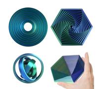 2 Pcs 3D Printed Fidget Toy, Stress Relief Fidget Toys Adults, Interstellar Sphere and Hexagon Spiral Sensory Toy for Office, Home & Travel (Gradient Green-Blue)