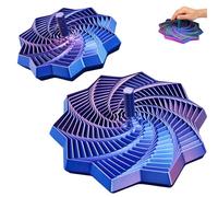 2 Pcs 3D Printed Fidget Toys Set, Two Fidget Stars for Stress Relief and Focus, Red Blue Gradient Desktop Toys for Office and Study, Includes Small 7cm and Large 12.5cm 3D Fidget Toys