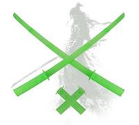 2 PCS 3D Printed Gravity Retractable Samurai Sword Model Toys Halloween Portable Toy Samurai Sword, Green, One size