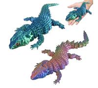 2 Pcs 3D Printed Lizard Fidget Toy, 24cm Flexible Posable Spiny Articulated Lizard Figurine, Stress Relief Sensory Fidget Toys for Adult, Cool Desktop Ornament Home Office Decor Novelty Creative Gift