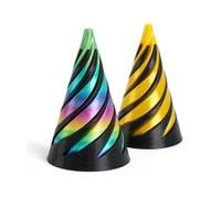 2 Pcs 3D Printed Spiral Cone Fidget Toy,Impossible Pyramid,Spiral Fidgets,Kinetic Desk Toy for Stress Relief&Anxiety Relaxing,Home Office Desk Decoration and Gifts (Black Rainbow+Black Gold)