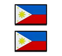 2 PCS 3D PVC Rubber Philippines National Flag Patch, Heavy Duty and Solid Material, Hooked Backing Tactical Philippine Filipino Emblem Patch for Clothes Backpack Uniform Vest Biker Travel