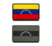 2 PCS 3D PVC Rubber Venezuela National Flag Patch, Heavy Duty and Solid Material, Hooked Backing Tactical Venezuelan Emblem Patch for Clothes Backpack Uniform Vest Biker Travel