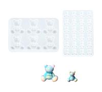 2 PCS 3D Teddy Bear Silicone Resin Molds, Epoxy Resin Moulds Silicone, Fondant Moulds for Cake for Epoxy Casting, for DIY Crafts, Keychains, Jewelry, Fondant, High Transparency, Tear, Resistant
