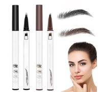 2 Pcs 3D Waterproof Magic Eyebrow Pencil,4 Tipped Precise Brow Pen,Microblading Eyebrow Pencil, Long-Lasting Microblading Pen for Makeup Last All Day (2 Pcs)