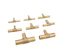 2 PCS 4/6/8/10/12/14/16/19/25mm Hose Barb Tail Tee 3 Ways Reudcing Brass Pipe Fitting Splitter Coupler Adapter Connector Water Gas Oil(16-8-16mm)