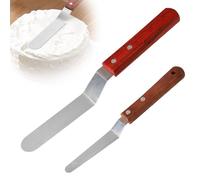 2 Pcs 4"/6" Icing Knife Angled Offset Spatula Cake Decorating cranked Palette Knife Stainless Steel Blade Wood Handle Cake Pallet Knife Thin for Baking Frosting Pastry Buttercream