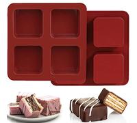 2 Pcs 4 Cavity S'mores Mold For Chocolate-Covered Cookies, Square Silicone Chocolate Molds, for Homemade Brownies, Cornbread, Mousse Cake, Sandwich Cookies, Safe ＆ Easy to Release