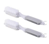 2 Pcs 4 in 1 Foot File Callus Remover, Multipurpose Pedicure Tools for Feet with Brush, Foot Rasp, Pumice Stone & Sand Paper, Remove Hard Skin Foot Scrubber Brush for Women Men Feet Care