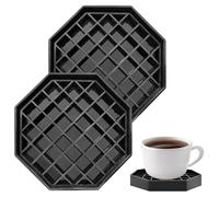 2 Pcs 4 Inch Drip Tray Coffee Countertop Tray Black Plastic Spill Octagon Drip Coaster with Honeycomb Grid for Drink Tea Wine Beverage