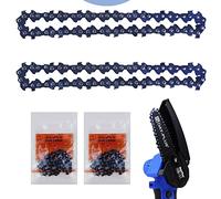 2 Pcs 4 Inch Mini Chainsaw Blade, 21V Mini Chainsaw Chain Replacement, Portable Cordless Electric Chainsaw Blade for Wood Branch Cutting