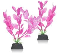 2 Pcs 4 Inch Small Aquarium Plants for Betta Fish Tank, Aquarium Plants Decorations Fish Tanks Plants Leaf Hammock Water Grass Decoration(Pink)