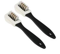 2 Pcs 4-Sided Suede Brush for Shoes Nubuck Cleaner Multifunctional Shoe Brush Brass Nylon Bristles for Leather Boots Trainer Sneaker Shoe Cleaning Care Tool