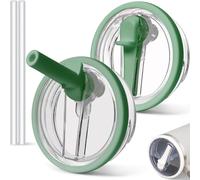 2 PCS 40oz Flip Straw Leak Proof Cup Lid forStanley H2.0 Quencher, Lid Replacement 40 oz forStanley Cup Accessories ProTour, Spill Proof StrawCover for Stanley Accessories (Dark Green)