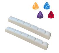 2 Pcs 42mm Real Bone Guitar Nuts for 6 String, Pre-Slotted Flat Bottom -Compatible with Strat/Tele Style,42x3.5x4.5mm-High-Density Cattle Bone for Brighter Tone Sustain (White, Set of 2)