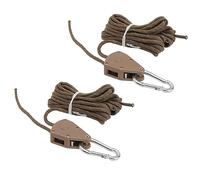 2 Pcs 4m Camping Tent Adjustable Wind Cord Outdoor Tent Rope with Pulley Canopy Quick Setup Camping Rope (Khaki Color)