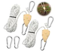 2 Pcs 4M Ratchet Ropes, Grow Lights Ratchet Hangers with 2 Replacement Snap Hooks Metal, Adjustable Heavy Duty Rope Hanger for Grow Room Equipment and Outdoor Camping