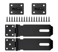 2 PCS 5 Inch Shed Door Latch Gate Lock Latch Hinge Padlock Catch Door Clasp Latch Security Hasp,hasp and Staple,Door Padlock Buckle for Doors,Windows,pet Cages,cabinets,lockers Etc (Black)